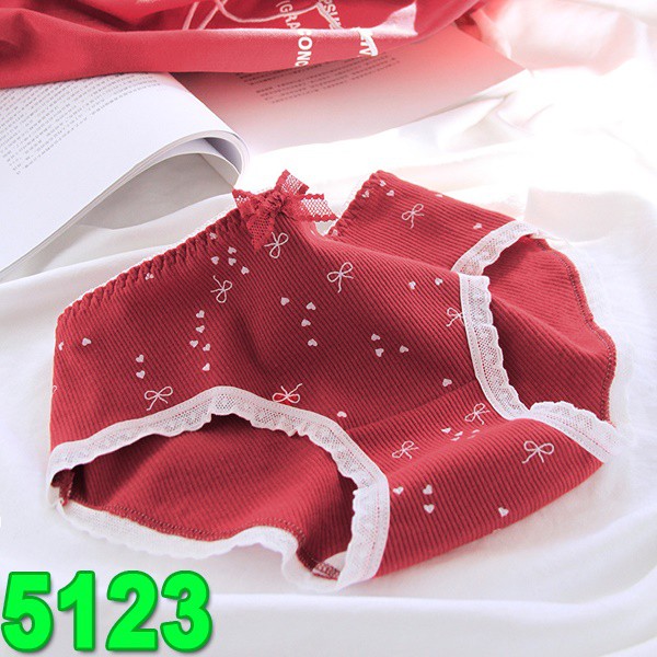 SỈ RẺ HƠN 20-40%_ Quần Lót 5 Kiểu Cherry Nơ Màu Bordeaux Cực Xịn 5123