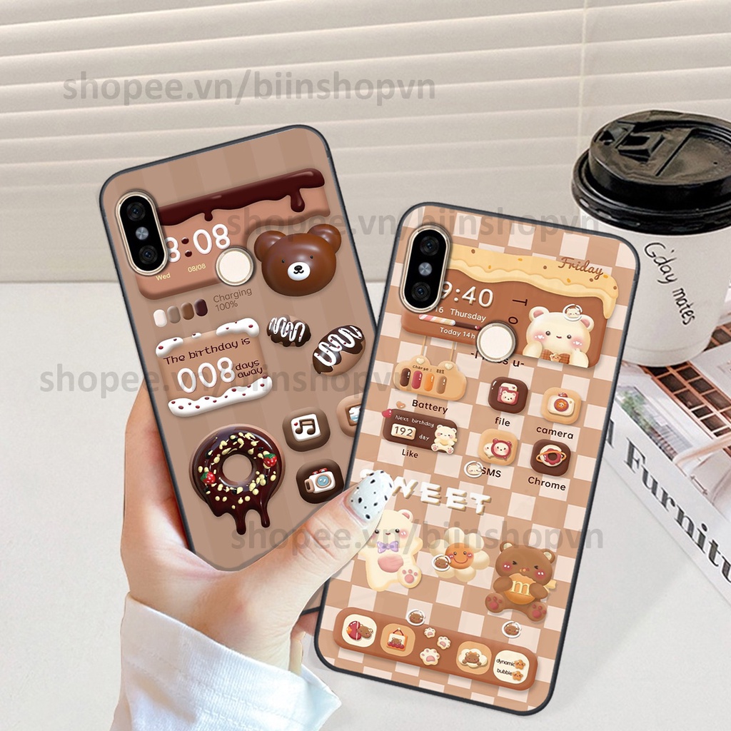 Ốp Xiaomi Mi A2 in hình gấu chocolate kẹo ngọt siêu đẹp siêu xinh