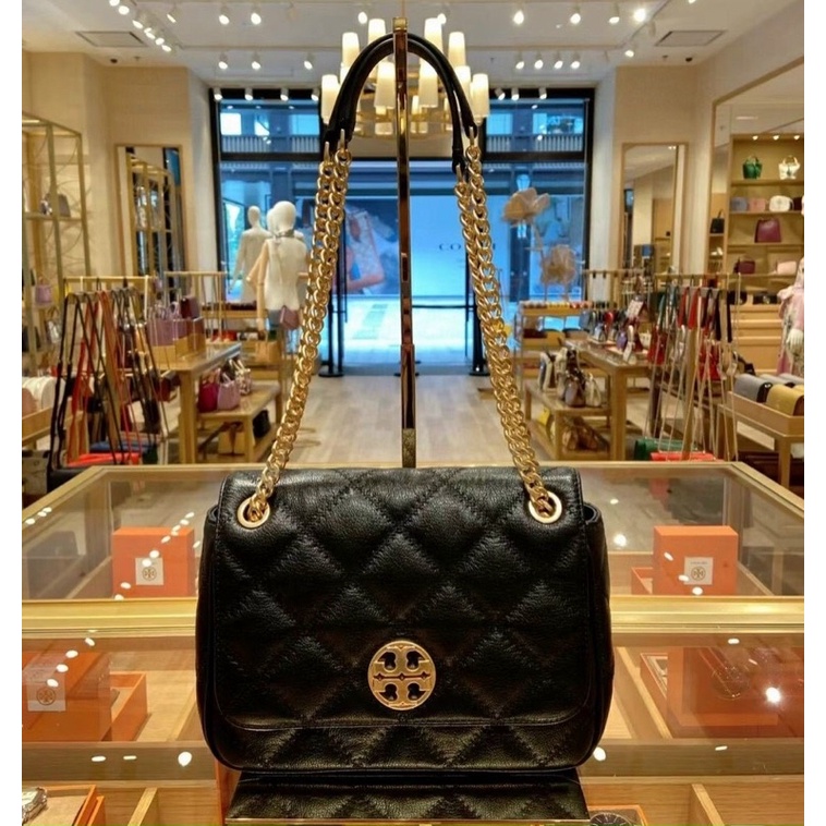 Túi đeo chéo nữ da thật bền đẹp Tory burch cao cấp, trần trám trẻ trung, ngăn rộng thoải mái