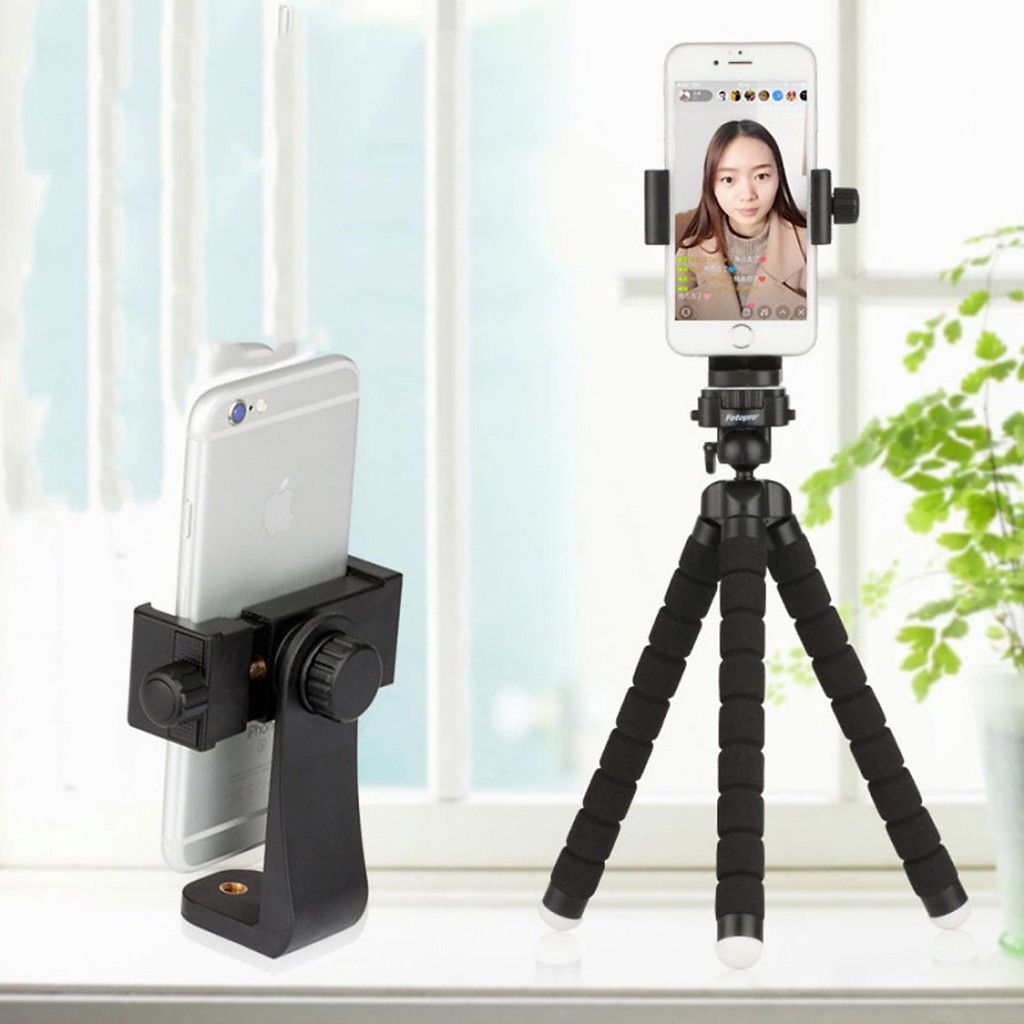 Khung kẹp đỡ điện thoại xoay 360 độ cho tripod Có đầu vặn chắc chắn