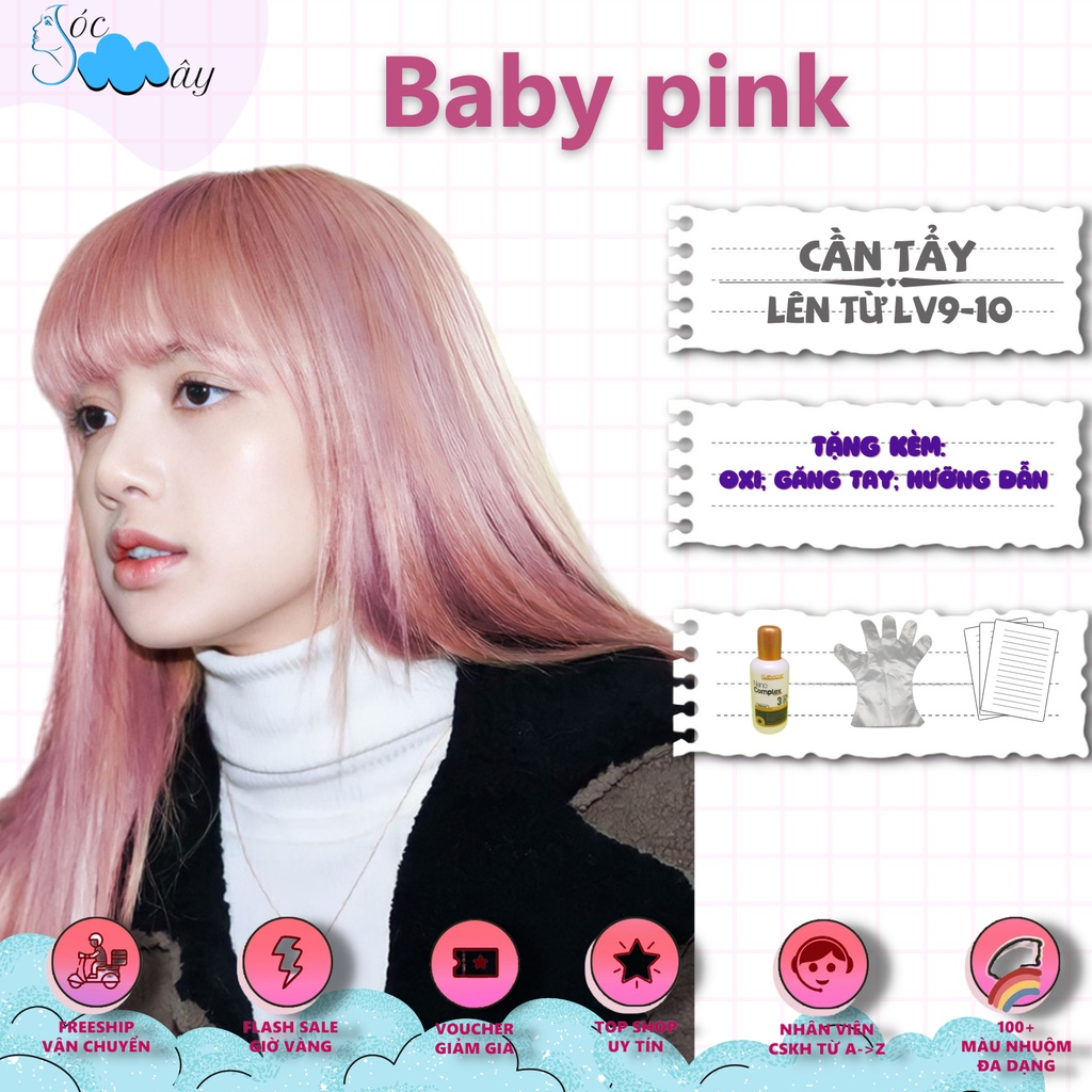 Thuốc nhuộm tóc Baby pink kèm tây