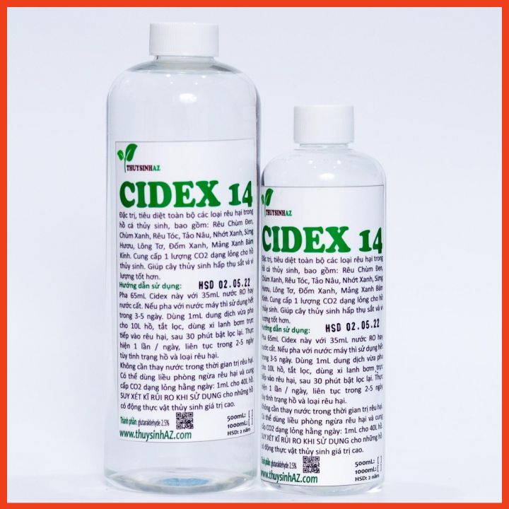 Dung dịch phòng trị rêu hại Cidex 14 cho bể cá thủy sinh - Chai 500ml