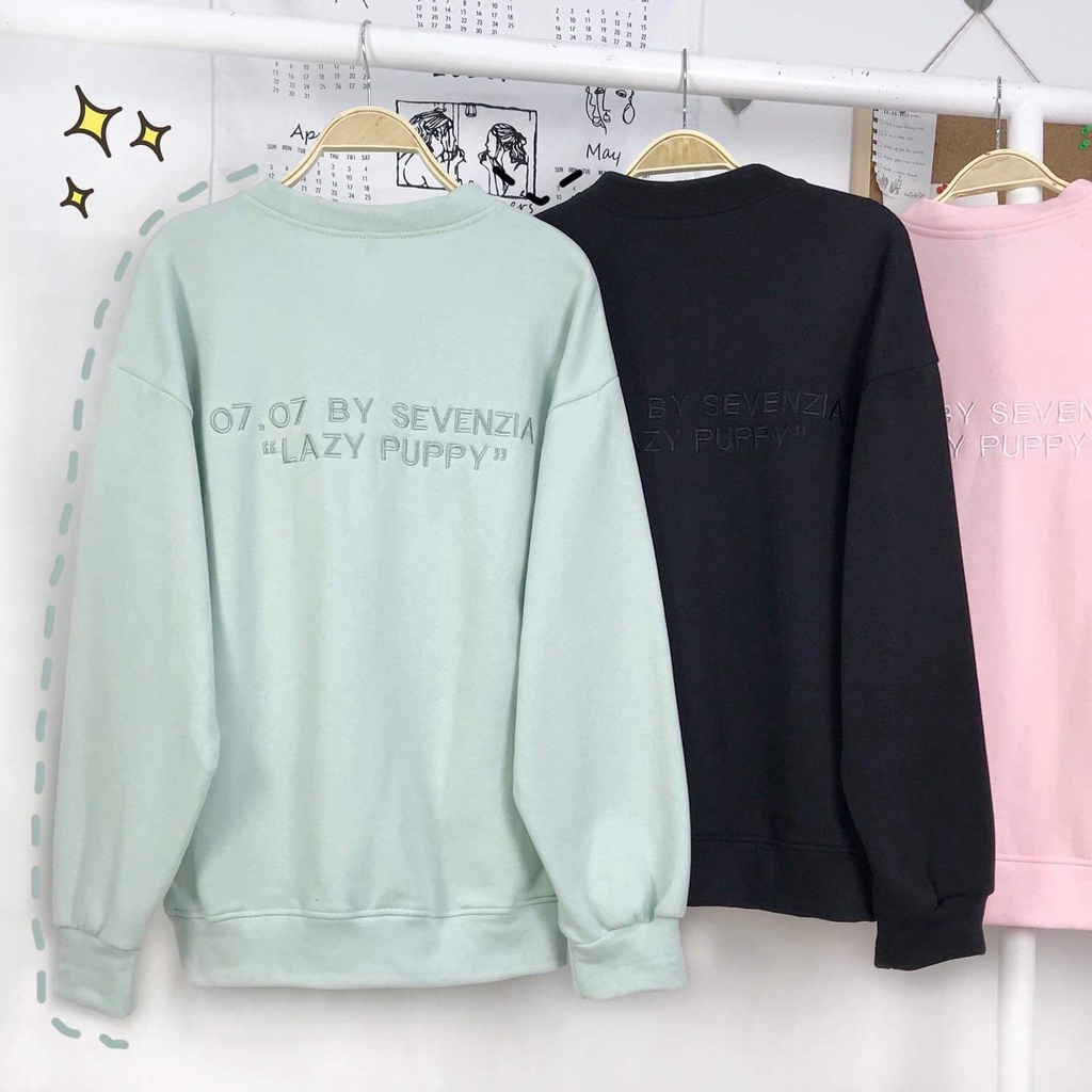 Áo Khoác Cardigan Nỉ Nữ Cổ Tròn Thêu Hình Chó LAZY PUPPY Khoác Ngoài Đẹp Giá Tốt