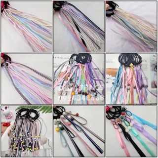 Cột tóc tiểu thư nơ dài,hoa rơi cổ trang đủ màu 1 set/10 cái. hình thật shop tự chụp 100%