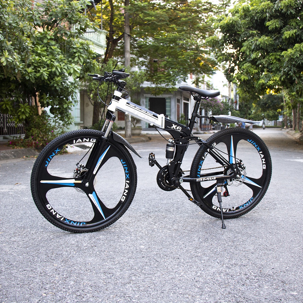 Xe đạp thể thao gấp gọn BMW X6, xe đạp địa hình khung thép siêu bền phanh đĩa cơ học 7 cấp độ kết hợp giảm sóc thủy lực.