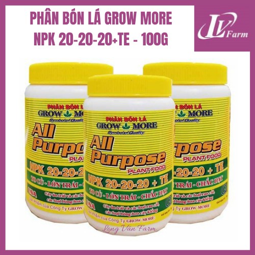 Bộ 3 Phân Bón Lá Mỹ GROWMORE NPK 6-30-30+TE, 20-20-20+TE, 30-10-10+TE - 100g - Dùng Cho Hoa Lan, Cây Cảnh