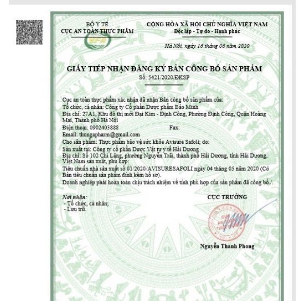 Avisure Safoli - sắt hữu cơ cho phụ nữ mang thai