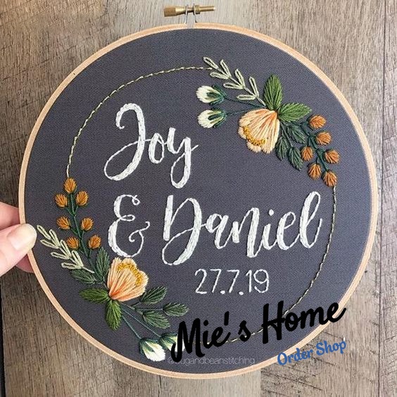 Bộ kit nguyên liệu thêu chúc mừng sinh nhật quà tặng Cưới Handmade tự làm diy decor nhà cửa phòng khách hoa lá MIE SHOP