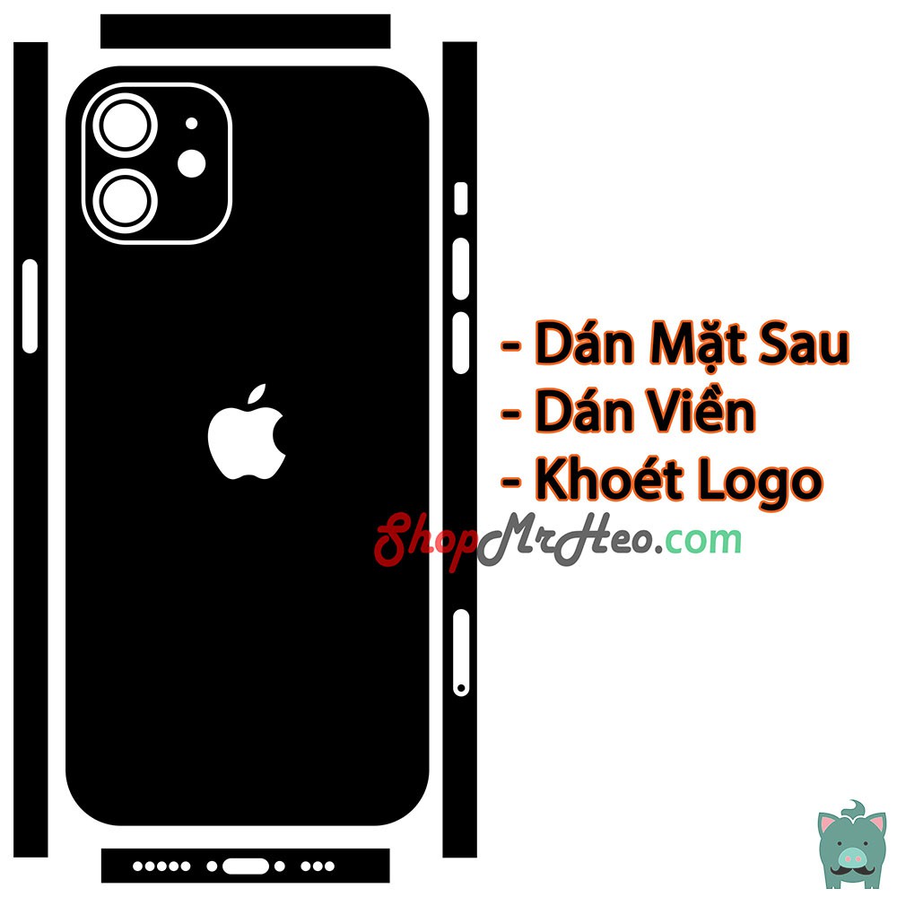 (Mua 1 tặng 1) Skin Dán Full Mặt Sau Lưng Và Viền Iphone 12