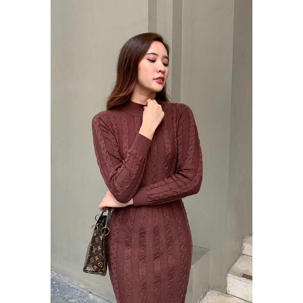 Đầm Nữ Ôm Vặn Thừng Cổ Bo By Lamer L63F21T005