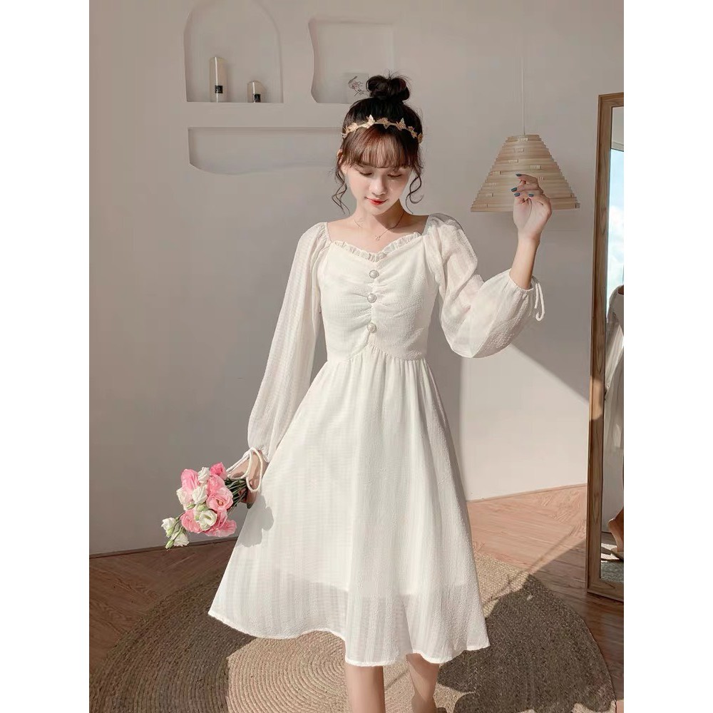 [CÓ FEEDBACK] Váy tiểu thư ulzzang khuy ngọc cao cấp - V13 - jannahouse