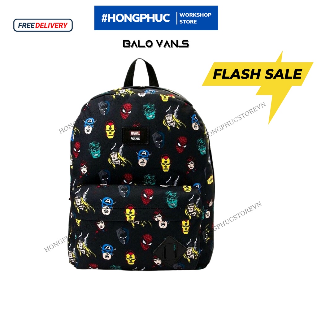 Balo Đi Học V.a.n.s X Marvel Old Skool II Backpack Black (4) - SB1104A [ HONGPHUC ]