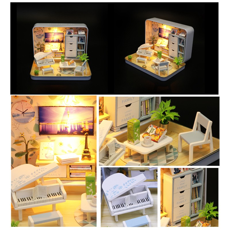 Mô Hình Nhà Gỗ Búp Bê Tí Hon - S931 Hộp Sắt