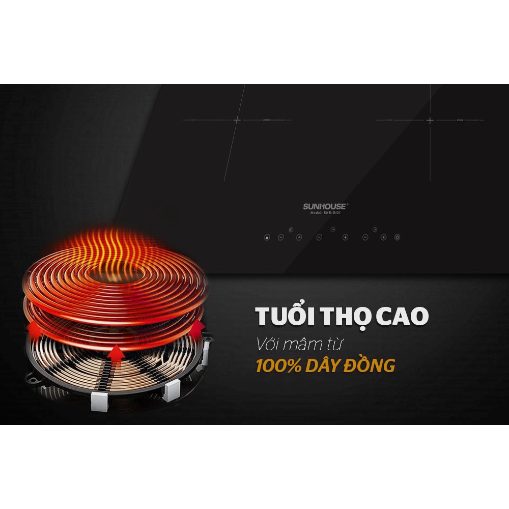 Bếp đôi điện từ Sunhouse SHB-DI01 hàng mới bảo hành tại nhà 3 năm