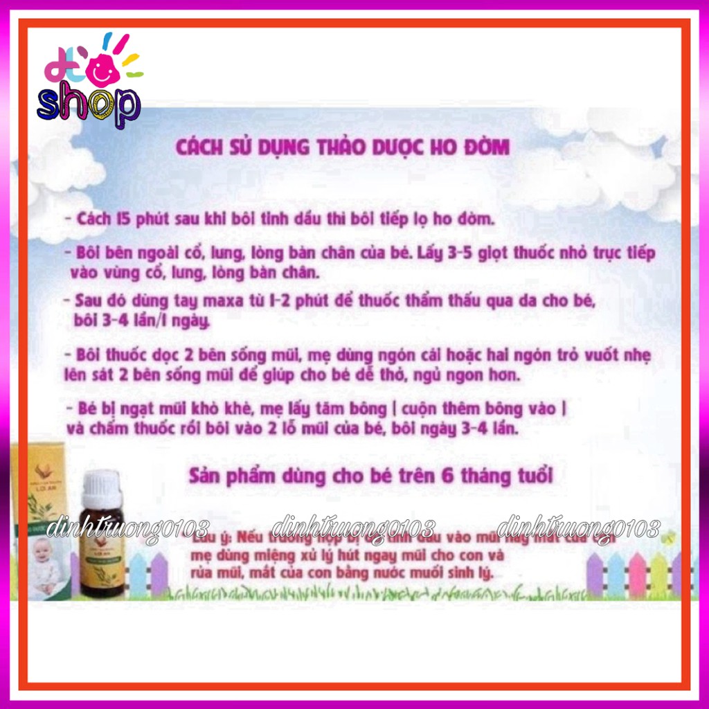 [Hết ho đờm] Thảo dược bôi ho đờm Lợi An (chai vàng) + tặng cốc chia vạch