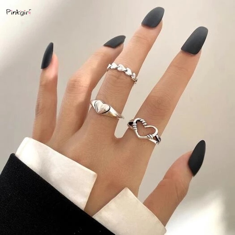 Bộ 3 Nhẫn Bạc Có Thể Điều Chỉnh Kích Thước Thời Trang Dành Cho Nữ