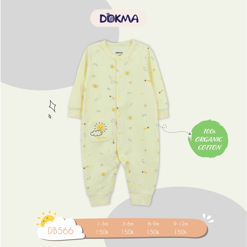 Dokma - Body sơ sinh cotton nỉ bông dài tay 3-9 tháng tuổi  DB566