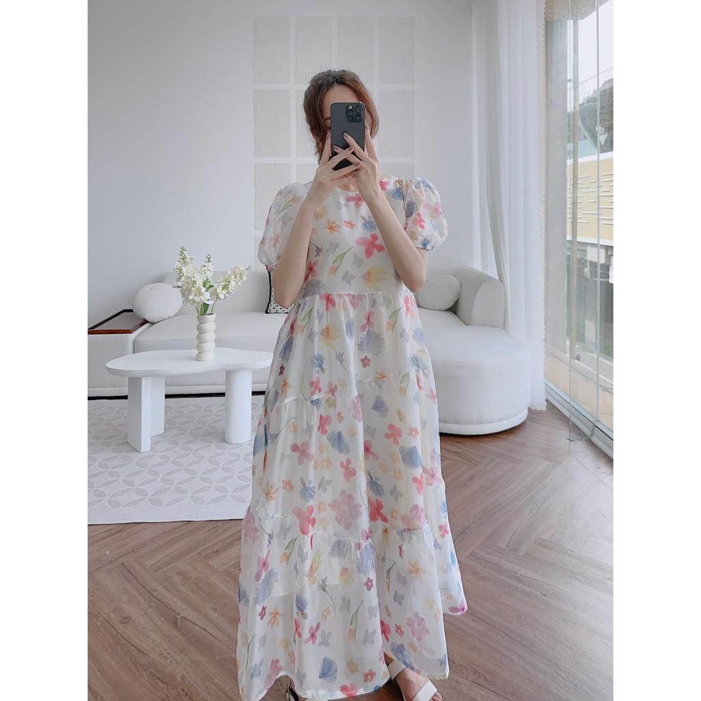 Váy babydoll đuôi cá cổ tròn tay bồng C111 Cunnie cực xinh đi chơi đi học đi biển dạo phố