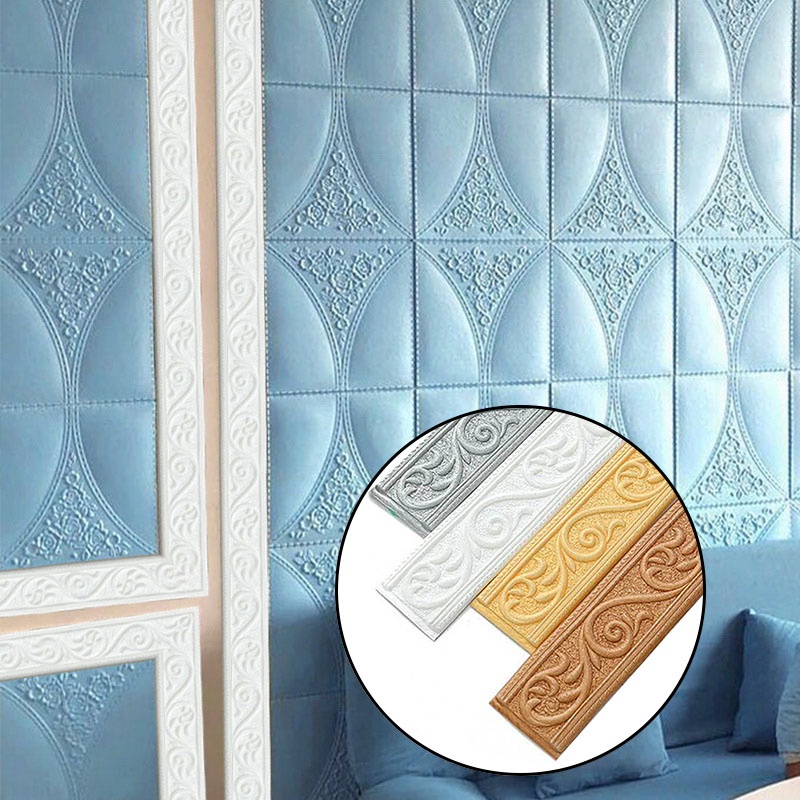 Viền dán tường bằng xốp mềm mại 3D 230m trang trí nội thất