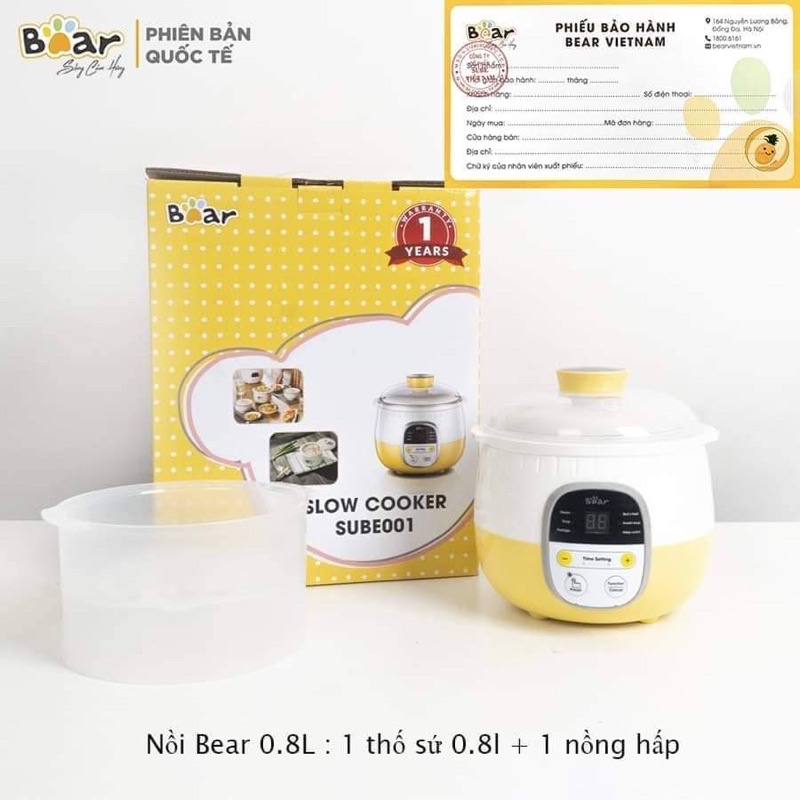Phụ kiện bộ nồi nấu cháo chậm bear 0,8l