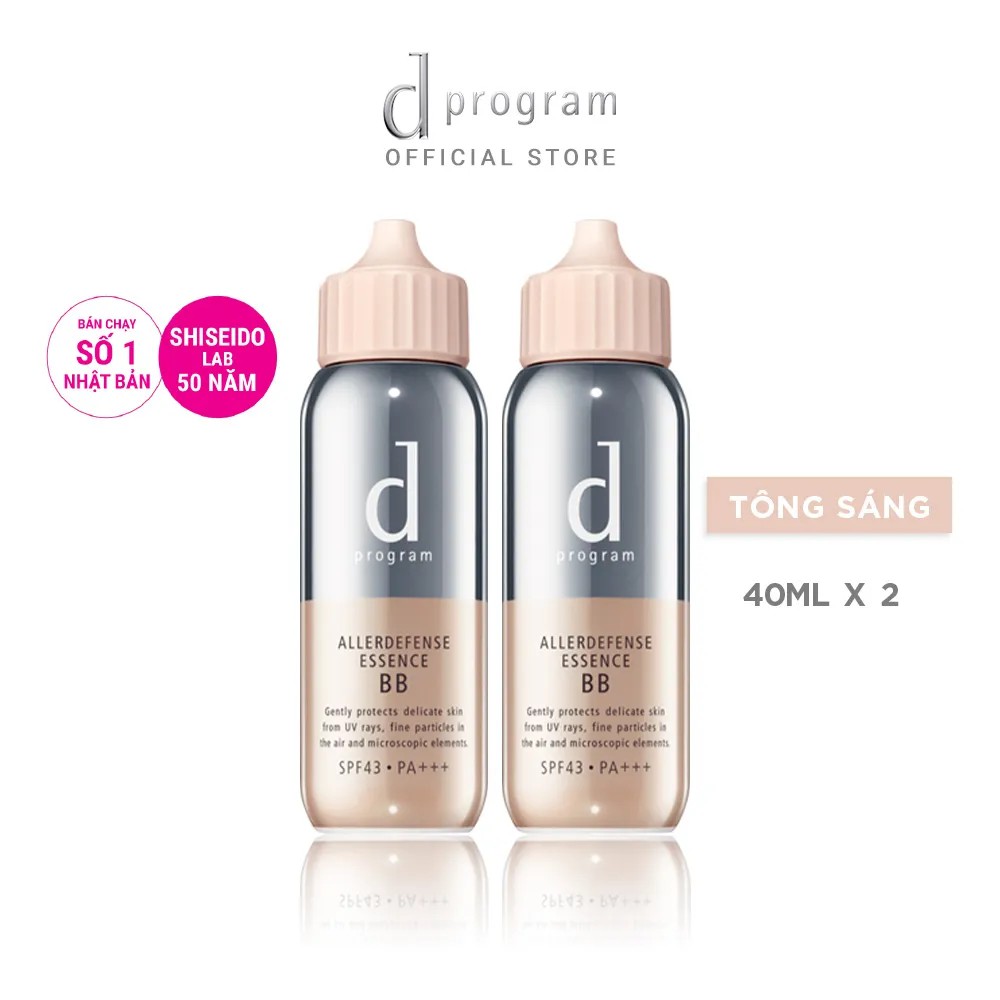 Bộ đôi tinh chất chống nắng trang điểm dành cho da nhạy cảm Allerdefense Essence BB d program tông sáng 40mlx2 | BigBuy360 - bigbuy360.vn