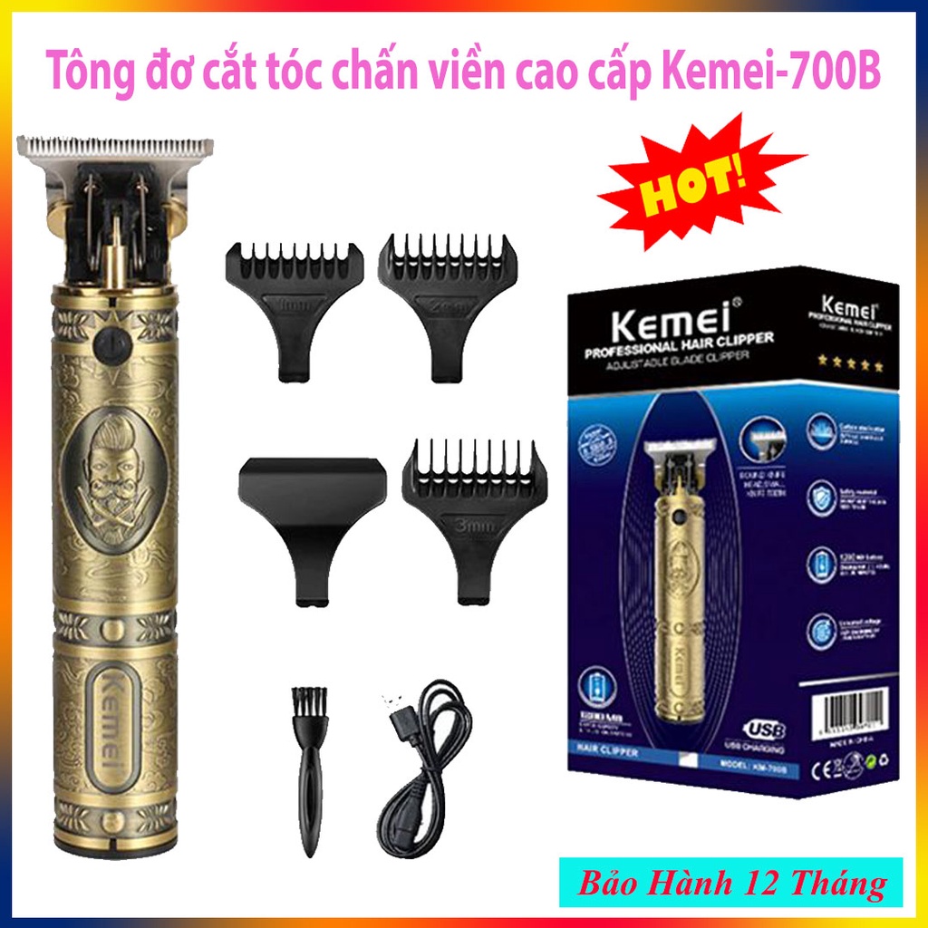 Tăng Đơ_Tông đơ cắt tóc bấm viền sạc điện Kemei KM-700B, bảo hành 12 tháng