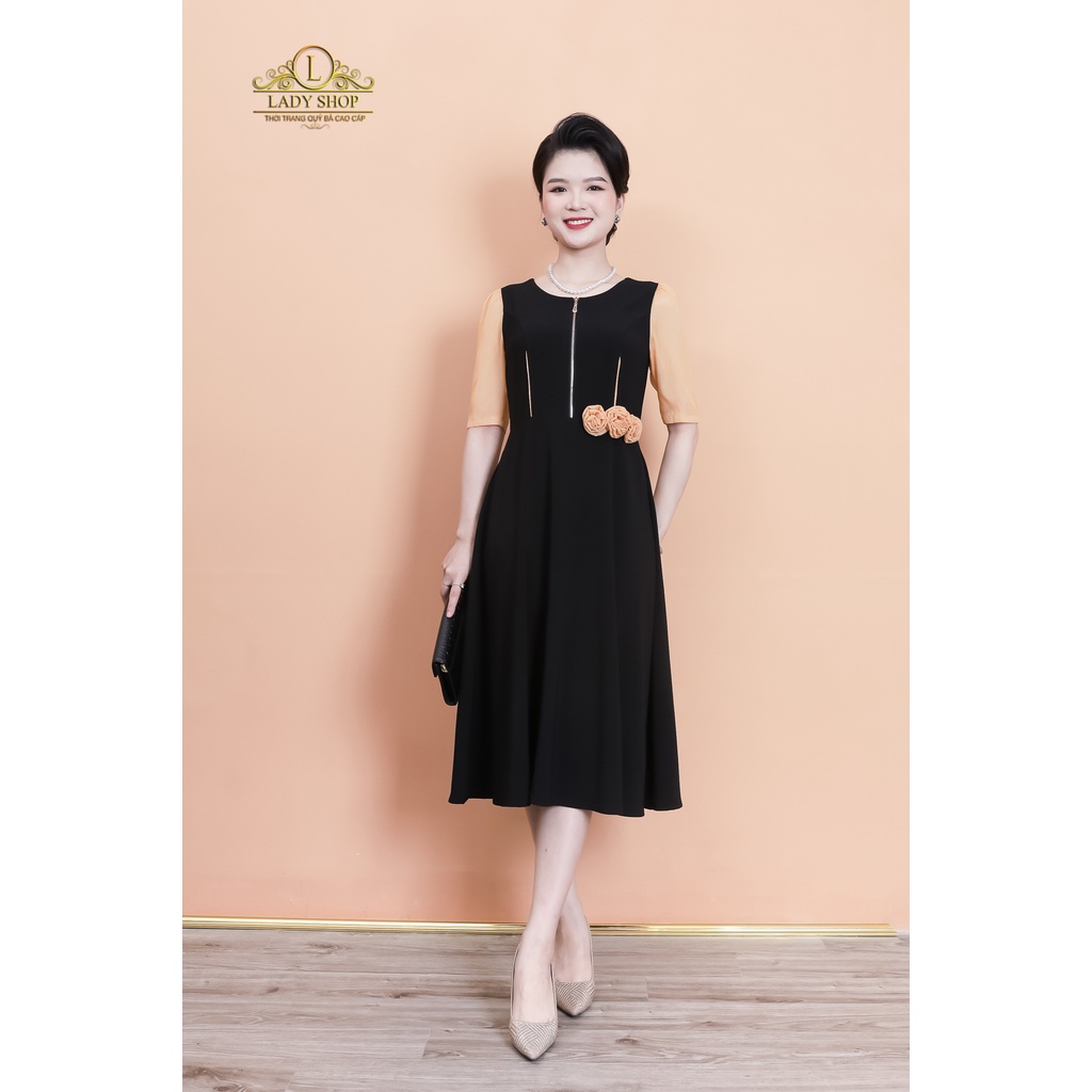 Đầm mango khóa ngực tay voan óng Ladyshop thời trang trung niên cao cấpTK879