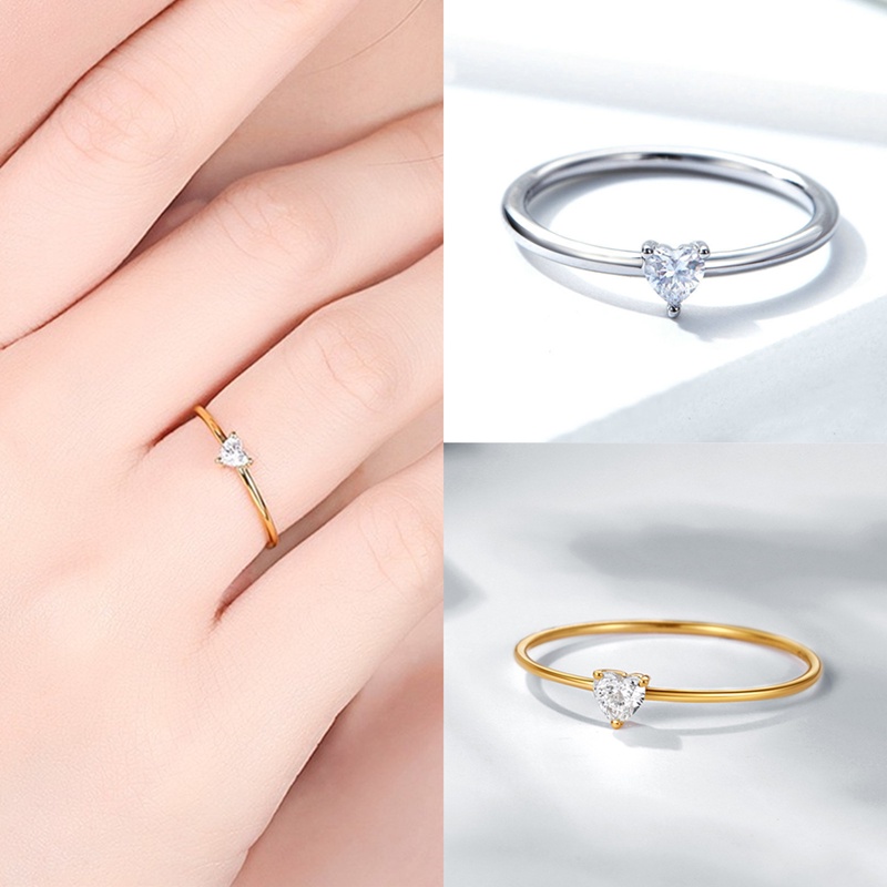 Nhẫn Đính Hôn Mạ Vàng 14K Đính Đá Cz Hình Trái Tim