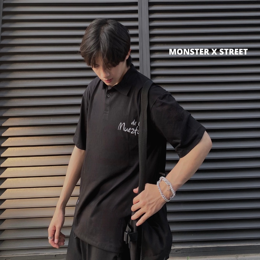 Áo thun polo MONSTER X STREET DELOS phông tay lỡ nam nữ form rộng Local Brand