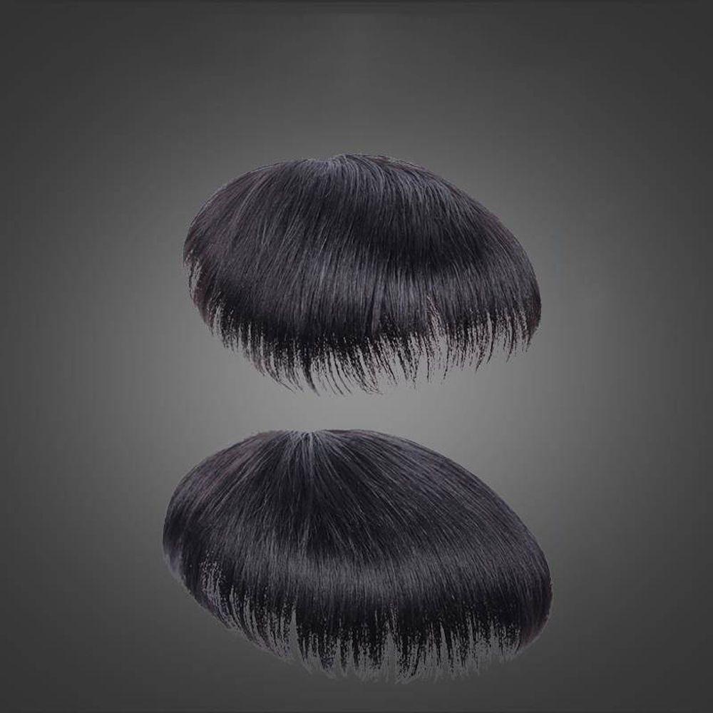 OCEANMAP Tóc Giả Thẳng Dài Màu Đen Tự Nhiên Có Mái Bên Thay Thế Cho Nam Giới