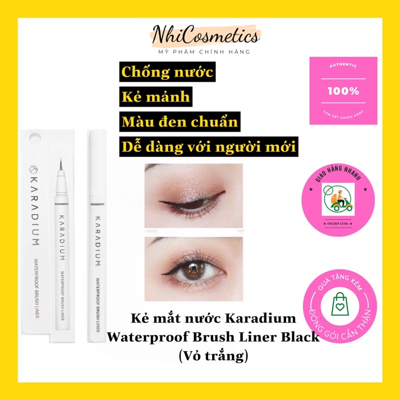 Bút Kẻ Mắt Nước Karadium Waterproof Brush Liner Black 0.55g