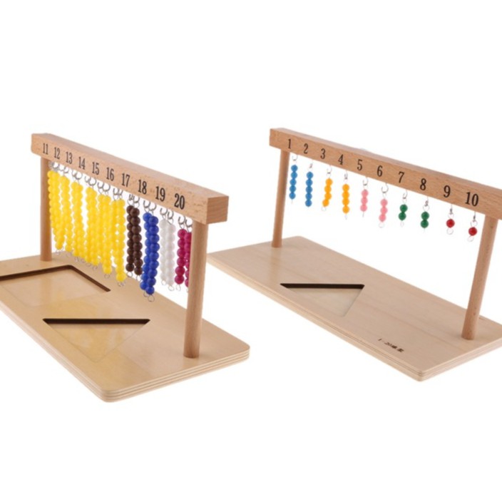 Giáo Cụ Montessori - 2 Khung Treo Hạt Cườm 1-19 - Hàng Đẹp Bản Chuẩn ( Number Counting 1-20 Hanging Frame )