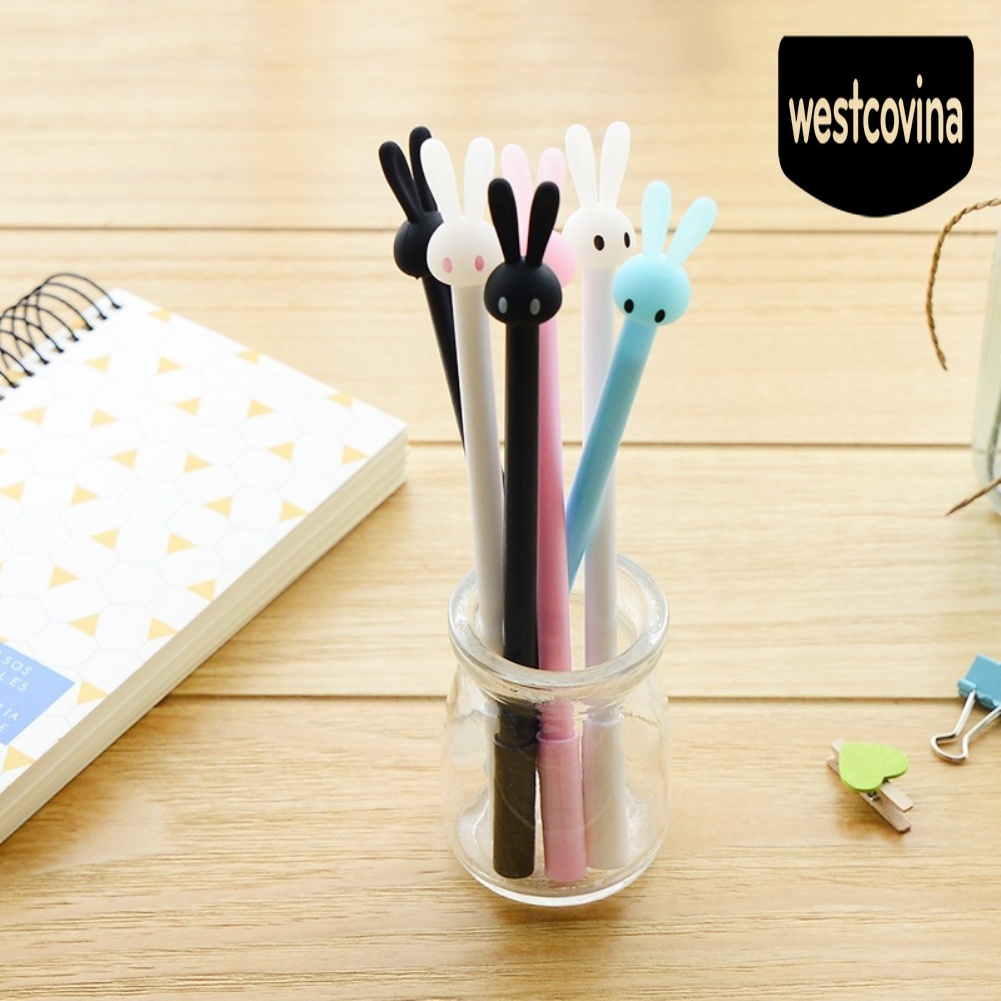 Phương Tây✎4 Chiếc Bút Bi Nước Mực Đen Hình Thỏ 0.38mm