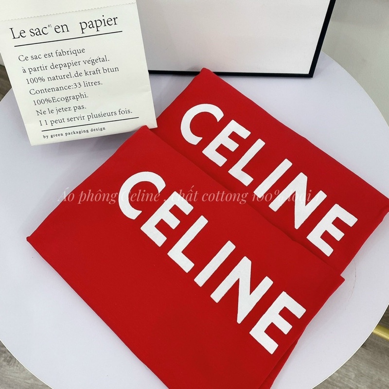 [GIÁ HUỶ DIỆT] Áo Phông Tay Lỡ CELINE Unisex Nam Nữ Màu Đỏ Mặc Tết- Áo Thun Tay Lỡ Ulzzang Form Rộng Unisex