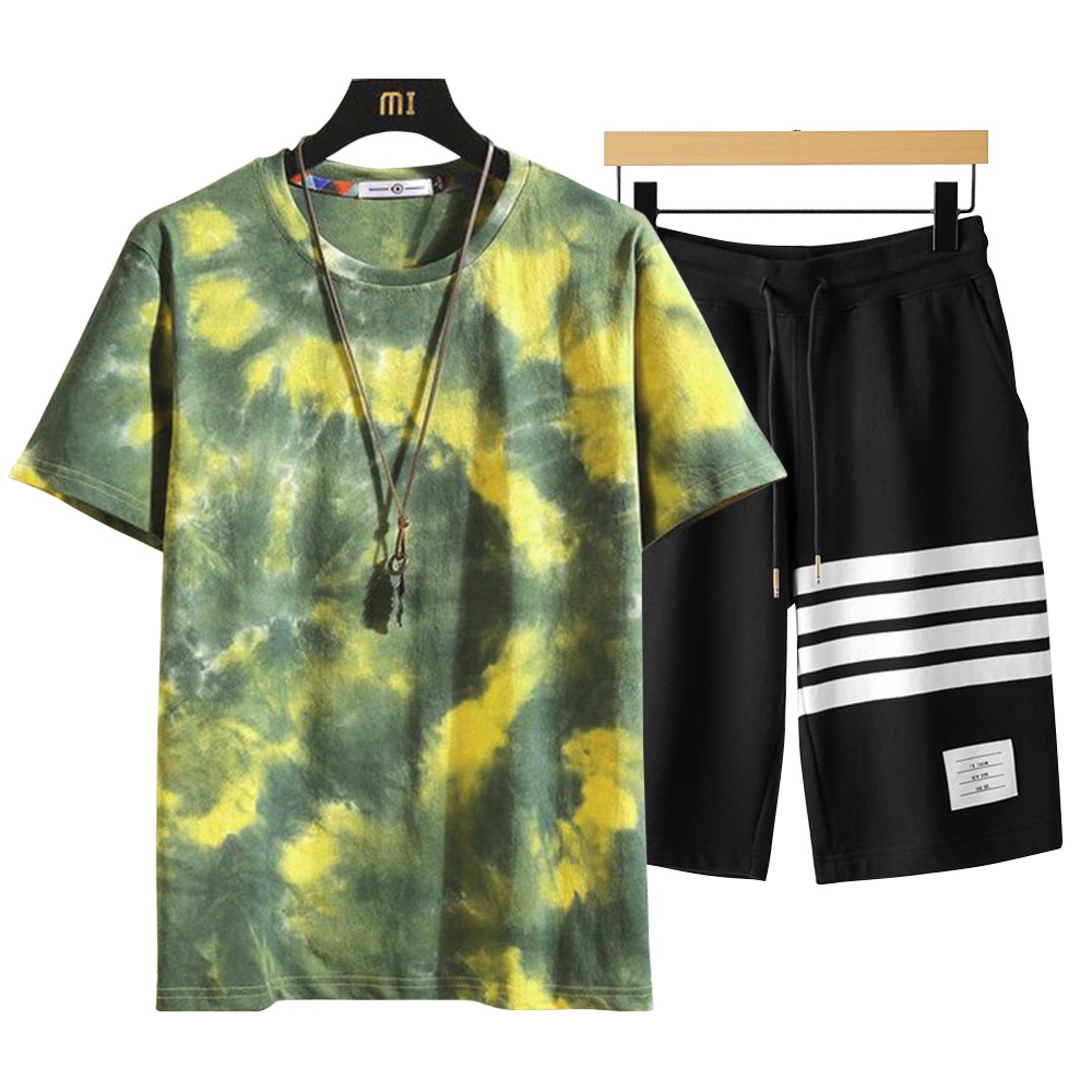 Combo Bộ Quần Áo Thun Nam Mùa Hè Loang Màu Trend 2023 GHEP TOP 178 + SHORT 16 B