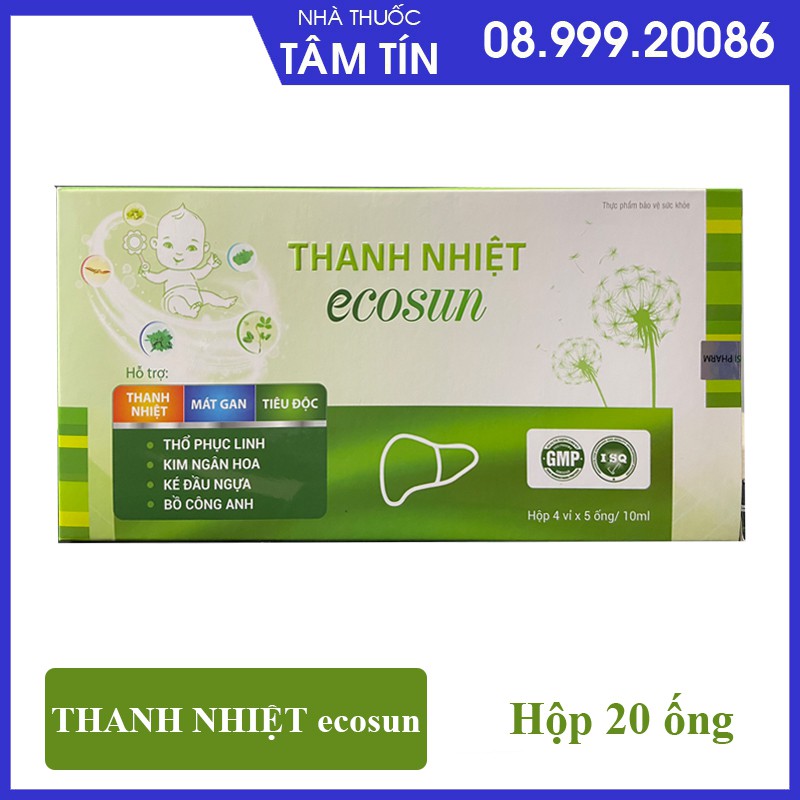 Thực phẩm bảo vệ sức khỏe Thanh Nhiệt ECOSUN giải độc, mát gan - Hộp 20 ống