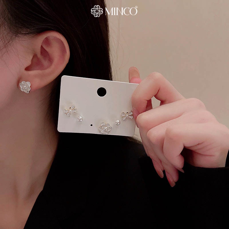 Bông tai nữ Minco Accessories sét ba khuyên tai tiểu thư xinh xắn phụ kiện thời trang đẹp cho nữ BT65