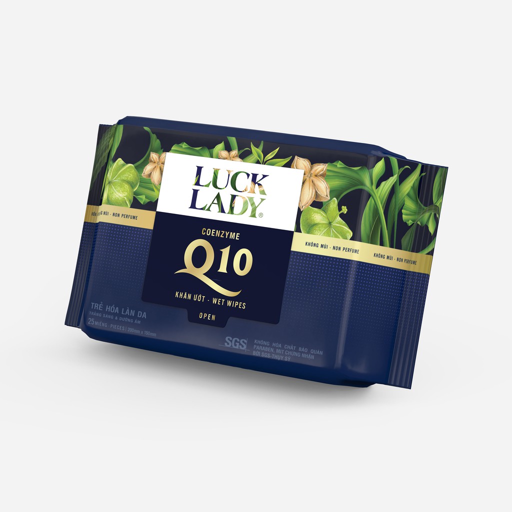 Combo 3 gói Khăn ướt Luck Lady Q10 25 tờ/gói