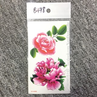 Xăm dán Tattoo hoa lá B478
