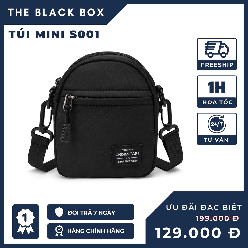 Túi Đeo Chéo Mini Unisex Nam Nữ Basic Messenger Mini Bag Nhỏ Gọn Tiện Dụng Đeo Vai Đi Chơi S001 Freeship - The Black Box