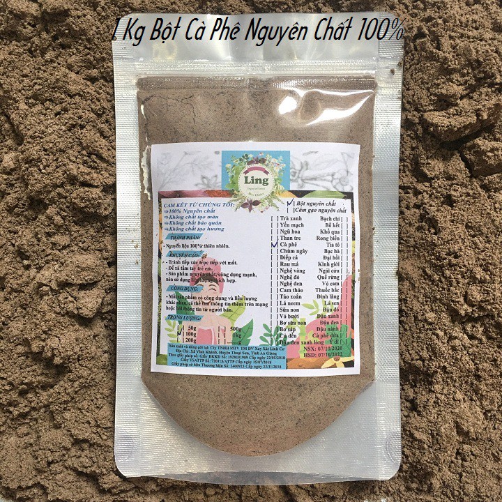 Bột Cà phê 1 Kg có giấy VSATTP và ĐKKD nguyên chất thiên nhiên 100% dùng để đắp mặt đa công dụng