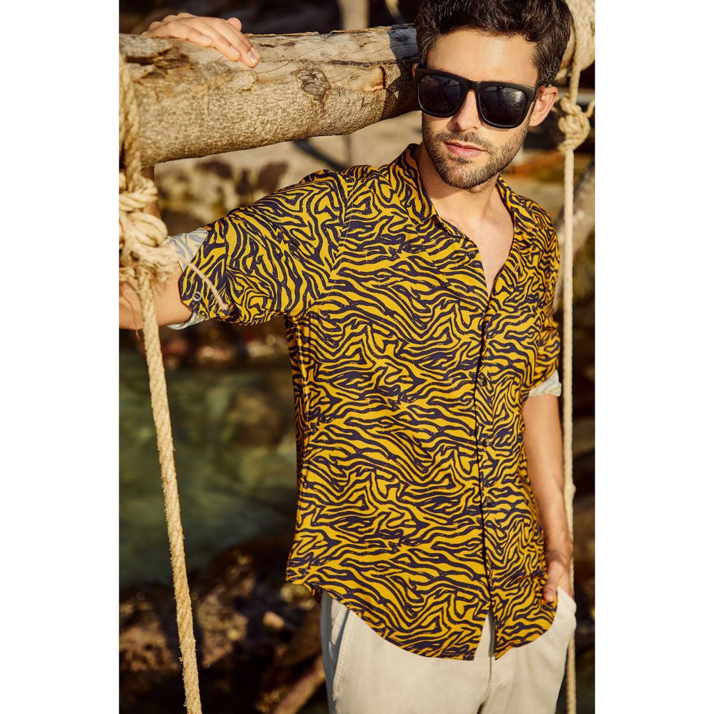 Áo sơ mi nam dài tay ARISTINO tà lượn, dáng Casual fit, thiết kế họa tiết in tràn thân năng động, lịch lãm - ALSM1309