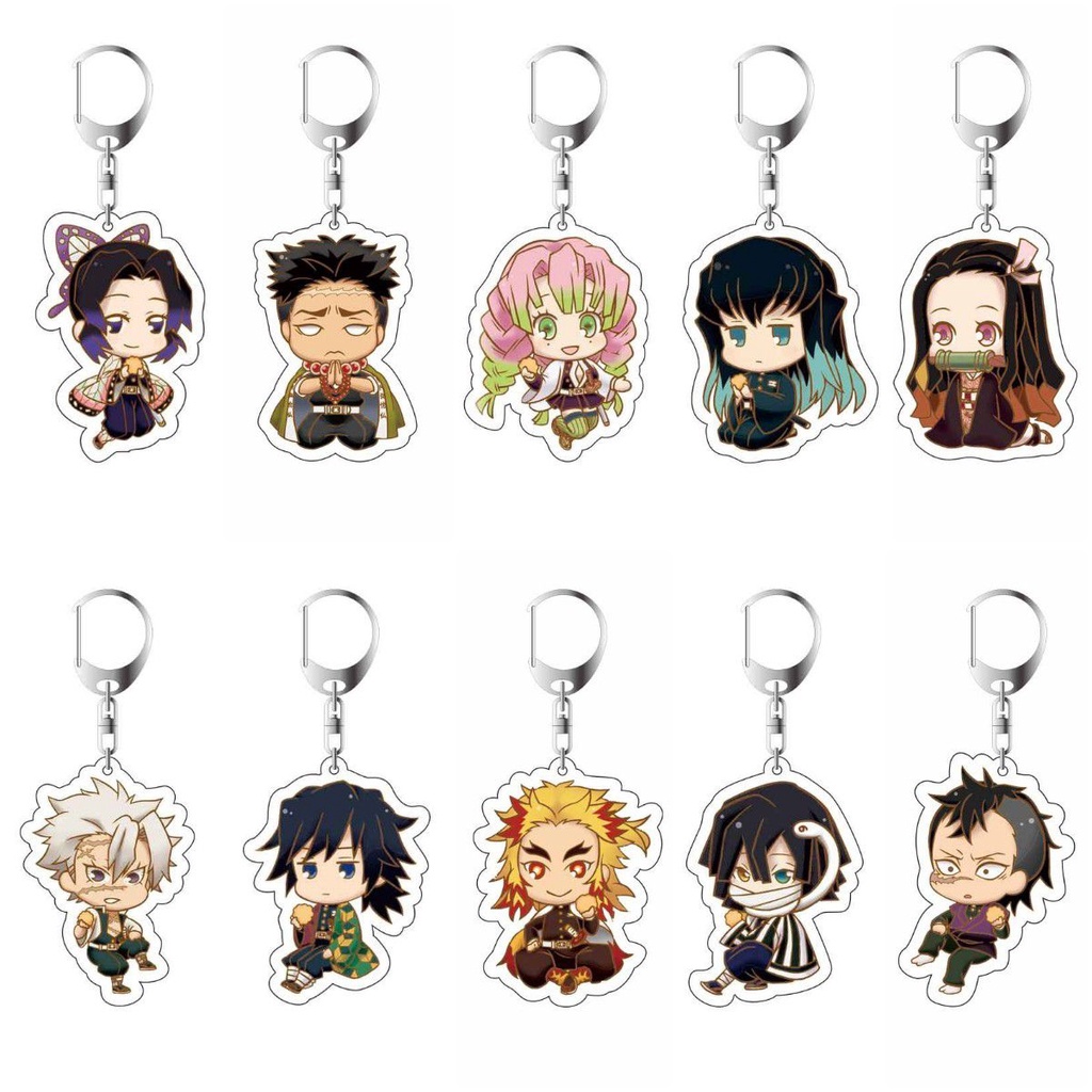 Móc khóa acrylic phong cách hoạt hình Demon Slayer Rengoku Kyoujurou Tanjirou Nezuko Zenitsu Inosuke Shinobu Giyuu Uzui