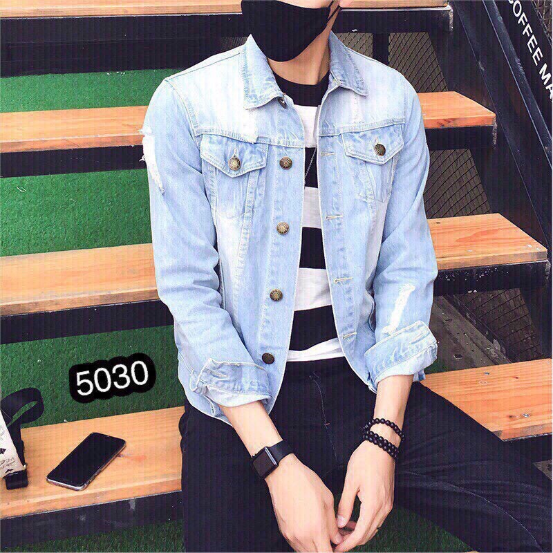 áo khoác jean nam xanh nhạt 5030