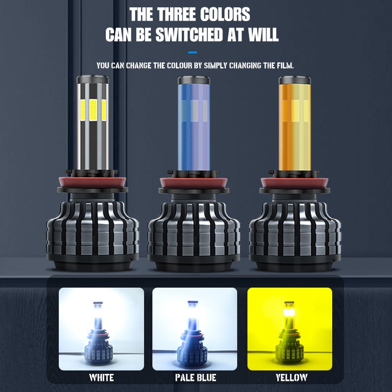 Set 2 Đèn Pha H1 H3 H4 H7 9005 9012 H8 12V 110W 22000LM 6 Mặt Siêu Sáng Dành Cho Ô Tô
