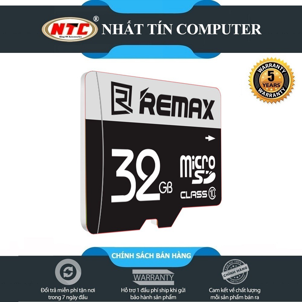 Thẻ nhớ microSDHC Remax 32GB Class 10 80MB/s - Bảo hành 5 năm (Đen)