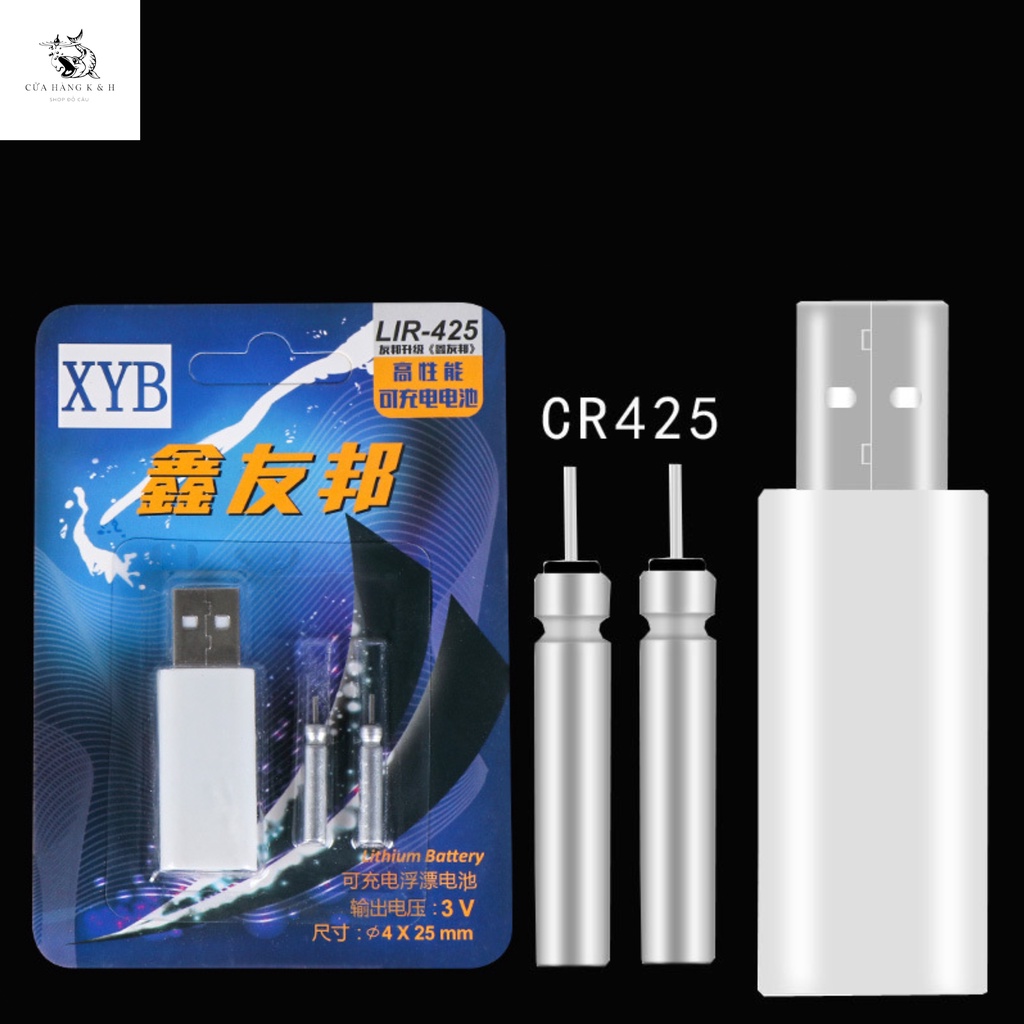 Sạc Pin Phao Câu Đài CR425 Cao Cấp , Loại USB Sạc Được 2 Pin Cùng Lúc Đã Có Sẵn 2 Pin