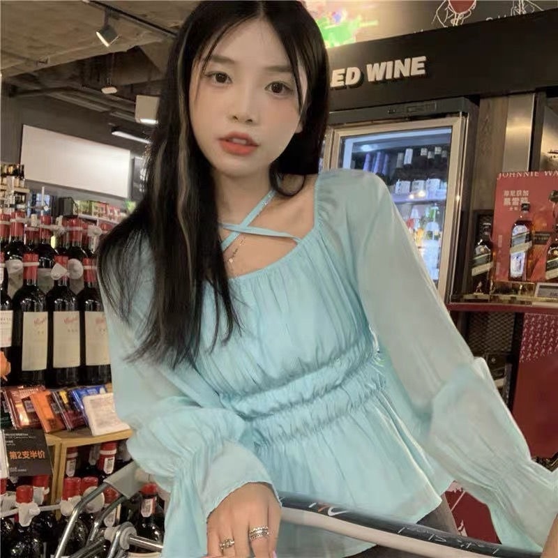 Áo Sơ Mi Dài Tay Cổ Vuông Thời Trang Theo Phong Cách Pháp Cho Nữ