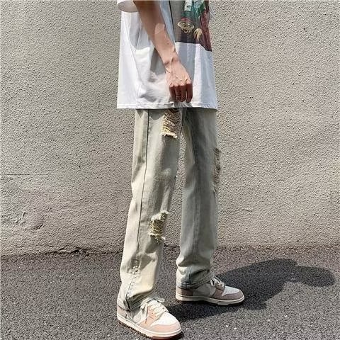 Quần jeans Dài Phối Vết Rách Cá Tính Cho Nam Size S-3XL