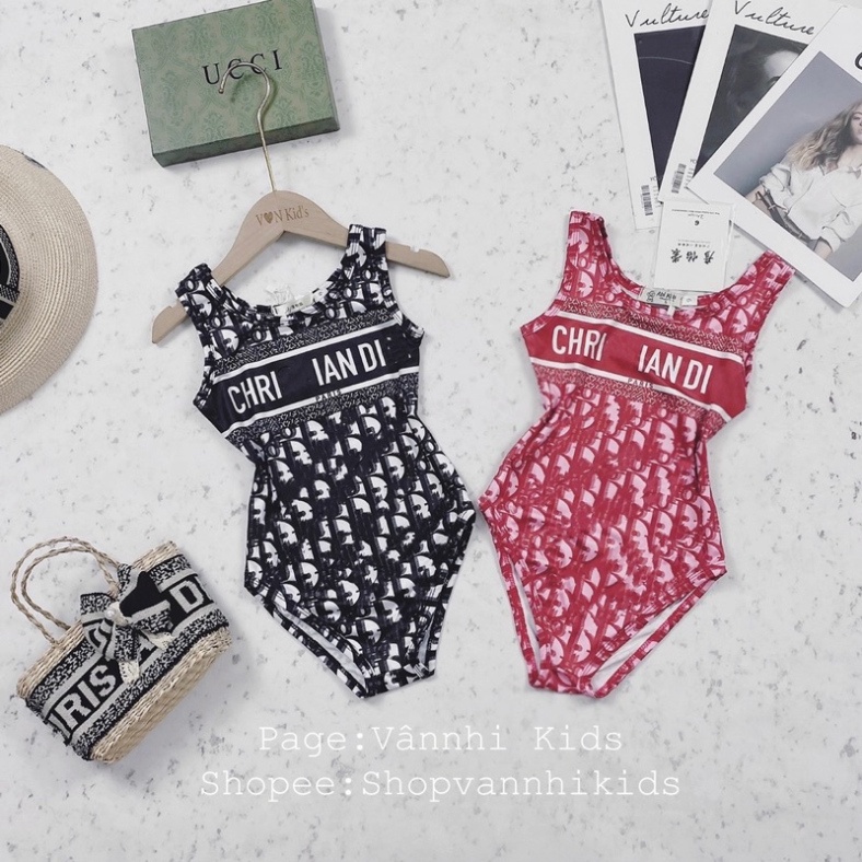Đồ bơi bé gái, Bộ bikini liền thân họa tiết DIO 3D xa hoa cho bé size 10kg-30kg